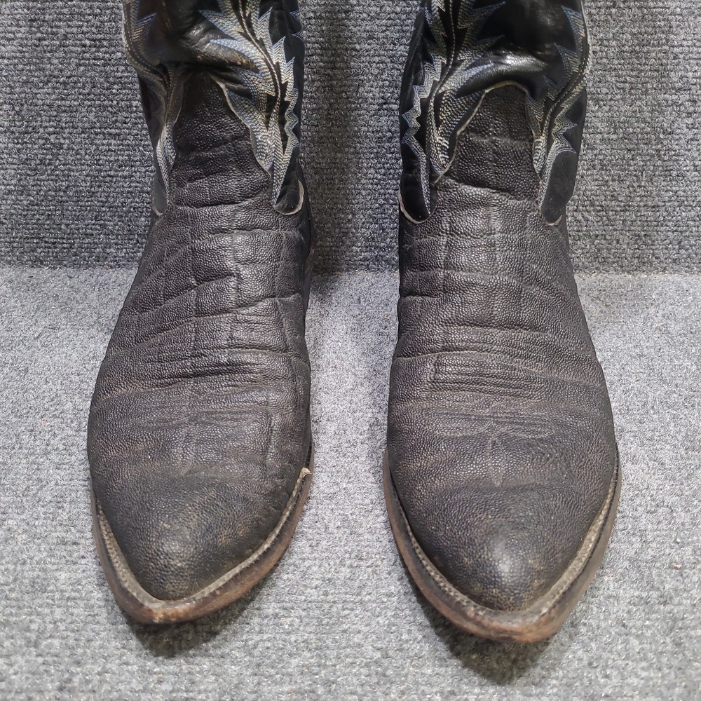 Vintage Tony Lama Cowboy Boots Gold Label Exotic Hide 8614 Black Men's11 D - Picture 3 of 15
